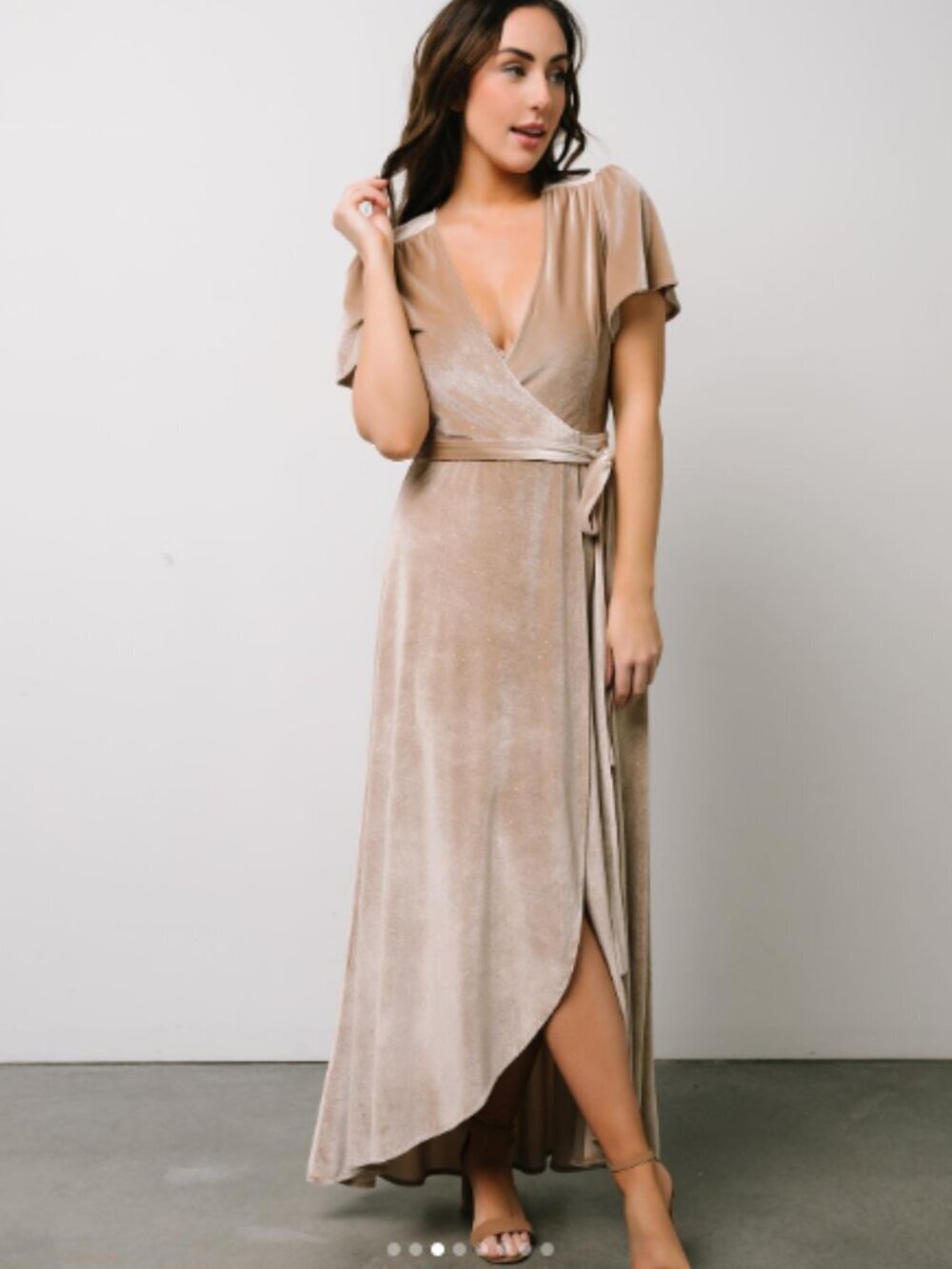 Baltic Born Size XS Champaign Calvin Sparkle Velvet Wrap Dress New!